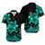 Polynesian Couple Outfits Plumeria Flowers Short Sleeve Body Long Dress and Hawaiian Shirt Polynesian Tribal Aqua Vibe LT9 - Polynesian Pride