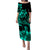 Polynesian Pride Plumeria Flowers Puletasi Dress Polynesian Tribal Aqua Vibe LT9 Long Dress Aqua - Polynesian Pride