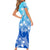 Polynesian Couple Outfits Plumeria Flowers Short Sleeve Body Long Dress and Hawaiian Shirt Polynesian Tribal Gradient Blue LT9 - Polynesian Pride