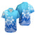 Polynesian Couple Outfits Plumeria Flowers Short Sleeve Body Long Dress and Hawaiian Shirt Polynesian Tribal Gradient Blue LT9 - Polynesian Pride