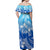 Polynesian Pride Plumeria Flowers Off Shoulder Long Dress Polynesian Tribal Gradient Blue LT9 - Polynesian Pride