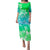 Polynesian Pride Plumeria Flowers Puletasi Dress Polynesian Tribal Gradient Green LT9 Long Dress Gradient Green - Polynesian Pride