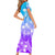 Polynesian Couple Outfits Plumeria Flowers Short Sleeve Body Long Dress and Hawaiian Shirt Polynesian Tribal Gradient Purple LT9 - Polynesian Pride