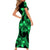 Polynesian Couple Outfits Plumeria Flowers Short Sleeve Body Long Dress and Hawaiian Shirt Polynesian Tribal Green Vibe LT9 - Polynesian Pride