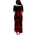 Polynesian Pride Plumeria Flowers Puletasi Dress Polynesian Tribal Red Vibe LT9 - Polynesian Pride