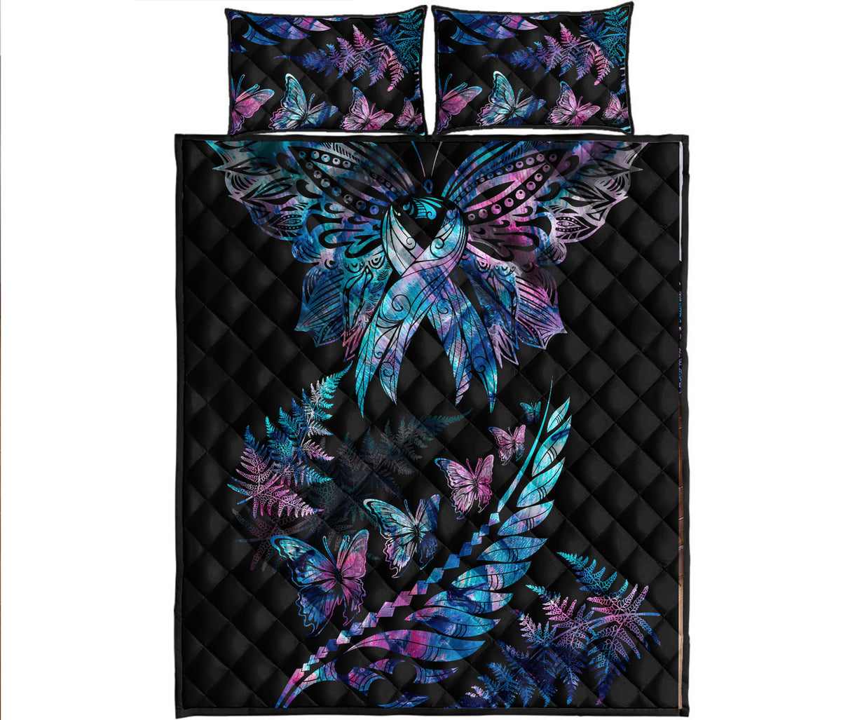 polynesia-ribbon-butterflies-quilt-silver-fern-breast-cancer-with-papua-shell-pattern