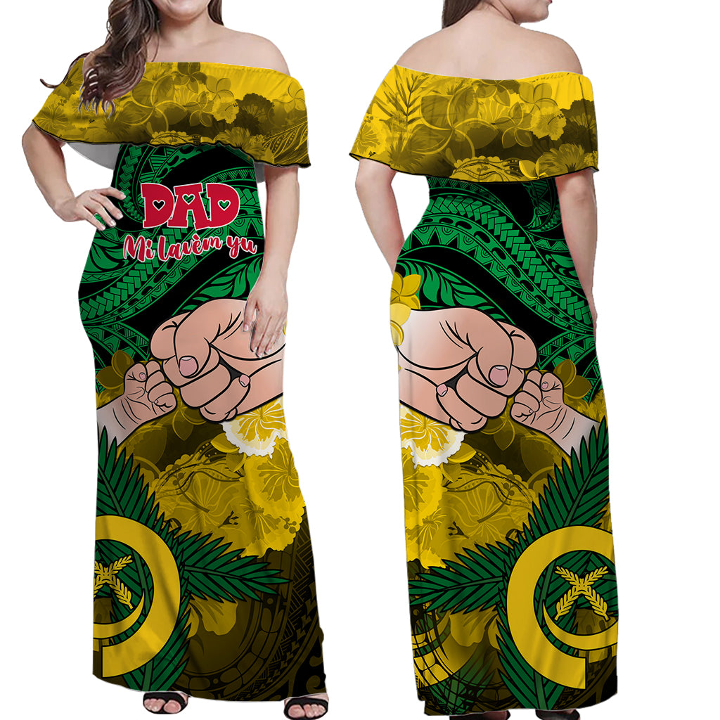 Vanuatu Matching Hawaiian Outfits For Couples Dads Day Matching Dress and Hawaiian Shirt Dad Mi lavem yu Polynesian Flowers Tribal LT9 LT9 - Polynesian Pride