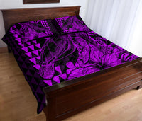 Hawaii Sea Turtle Quilt Bed Set Polynesia Kakau with Kanaka Maoli Purple LT9 - Polynesian Pride