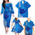 Strong Maui Family Off Shoulder Long Sleeve Dress and Hawaiian Shirt Good Living Hawaii with Shaka Sign Kakau Tribal Blue LT9 Blue - Polynesian Pride