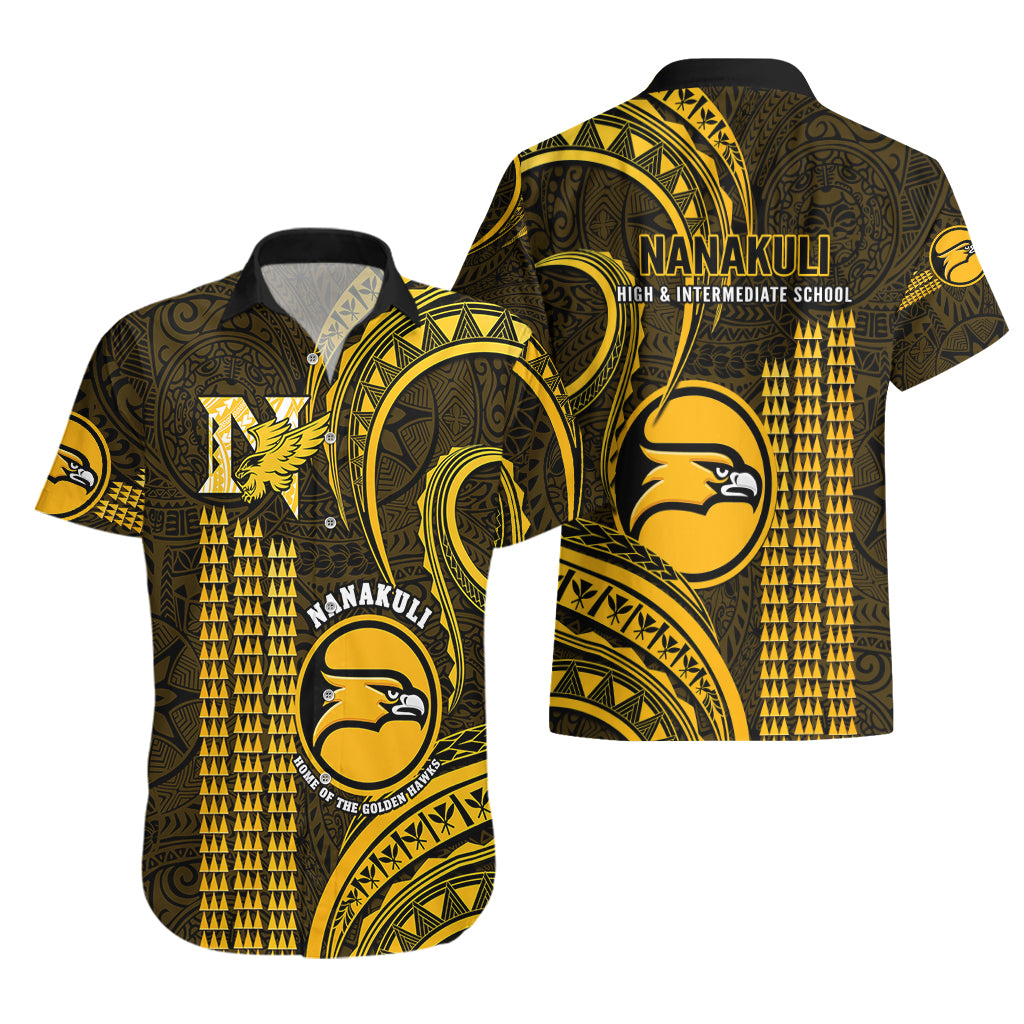 Matching Outfit For Couples Hawaii Nanakuli High And Intermediate School Puletasi Dress and Hawaiian Shirt Polynesian Kakau Pattern LT14 - Polynesian Pride