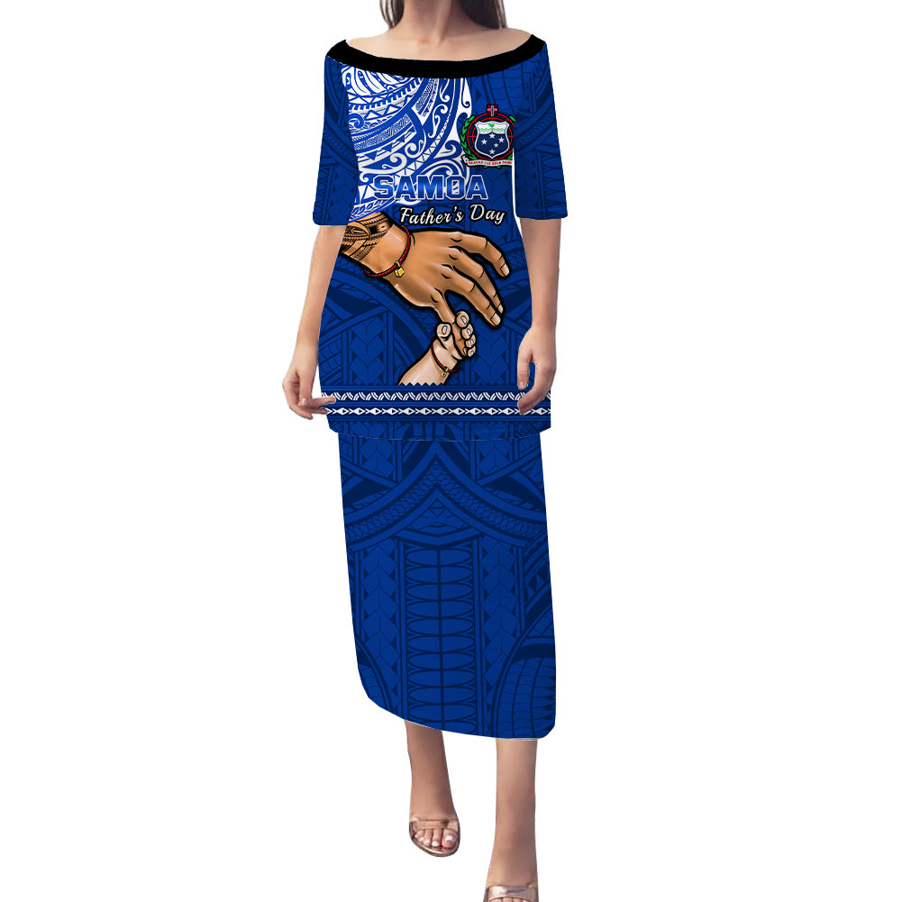 Polynesian Pride Father Day Samoa Puletasi Dress Manuia le Aso Sa o Tama Blue Version LT14 Long Dress Blue - Polynesian Pride