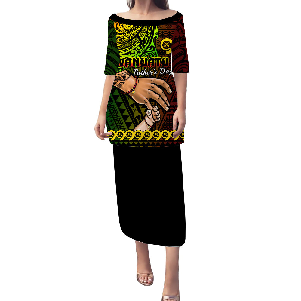 Personalised Father Day Vanuatu Puletasi Dress I Love You Dad Reggae Version LT14 Long Dress Reggae - Polynesian Pride