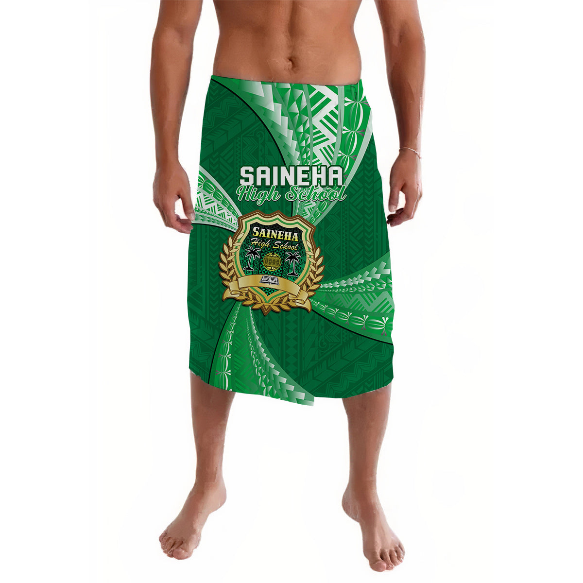 Tonga Saineha High School Lavalava Tongan Ngatu Pattern LT14 Green - Polynesian Pride