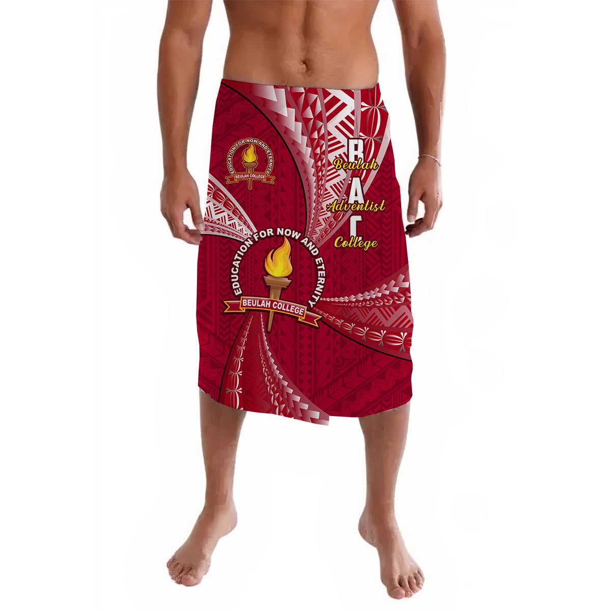 Tonga Beulah College Lavalava Tongan Ngatu Pattern LT14 Red - Polynesian Pride