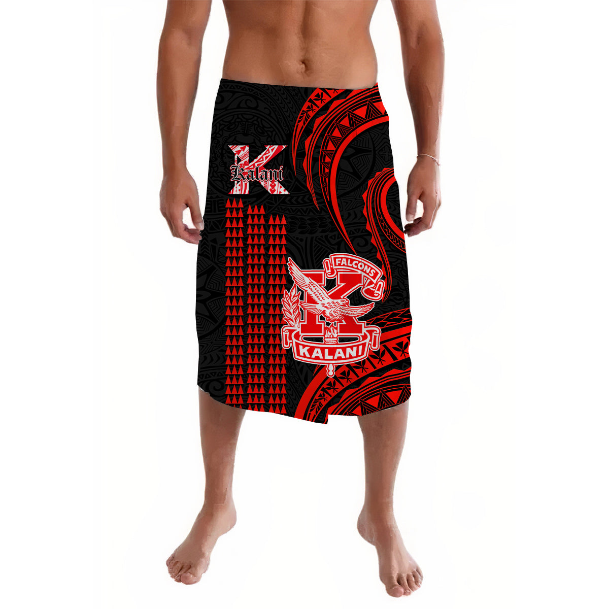 Hawaii Kalani High School Lavalava Polynesian Kakau Pattern LT14 Red - Polynesian Pride