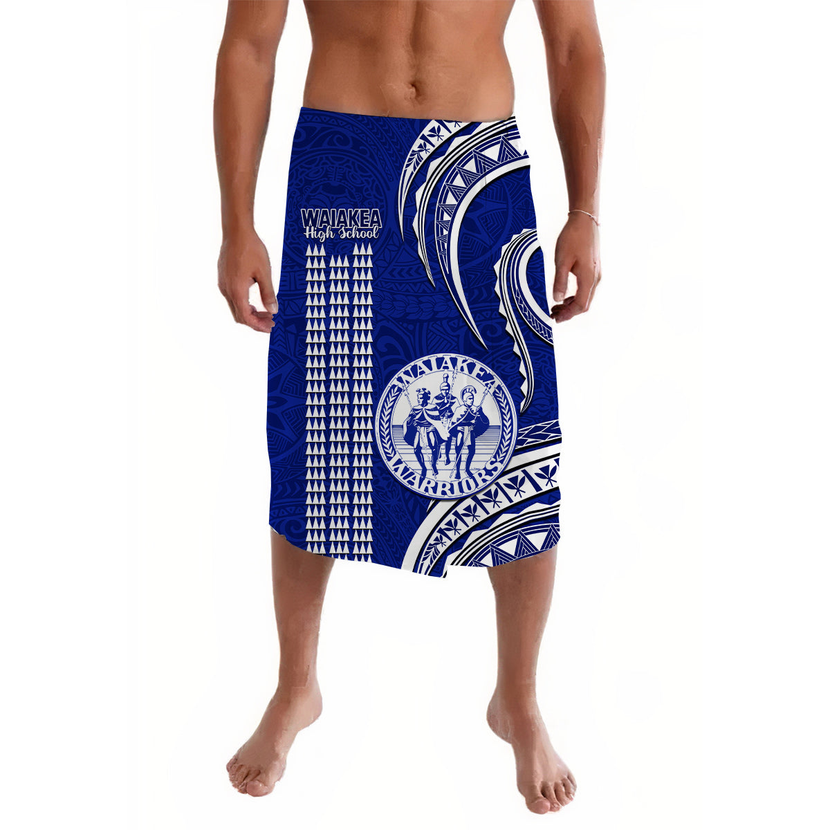 Hawaii Waiakea High School Lavalava Polynesian Kakau Pattern LT14 Blue - Polynesian Pride