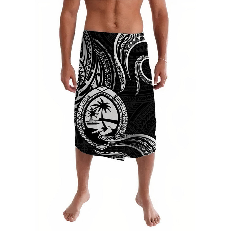 Polynesian Pride Guam With Polynesian Tribal Tattoo and Coat of Arms Lavalava Black Version LT9 Black - Polynesian Pride