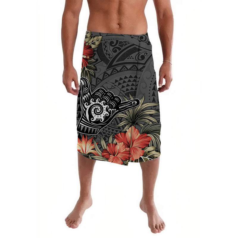 Hawaii Shaka Surf Hand Sign Lavalava Polynesian Vintage Vibes LT9 Black - Polynesian Pride