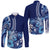 Hawaii Valentine Couples Matching Puletasi and Long Sleeve Button Shirt Plumeria Blue Version LT7 - Polynesian Pride