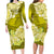 Polynesian Matching Outfit For Couples Floral Tribal Yellow Style Bodycon Dress And Hawaii Shirt LT9 - Polynesian Pride