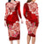 Polynesian Matching Outfit For Couples Floral Tribal Red Style Bodycon Dress And Hawaii Shirt LT9 - Polynesian Pride