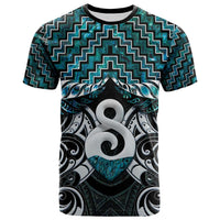 New Zealand Maori T Shirt Poutama Pikorua - Single Twist Turquoise Paua Shell LT05