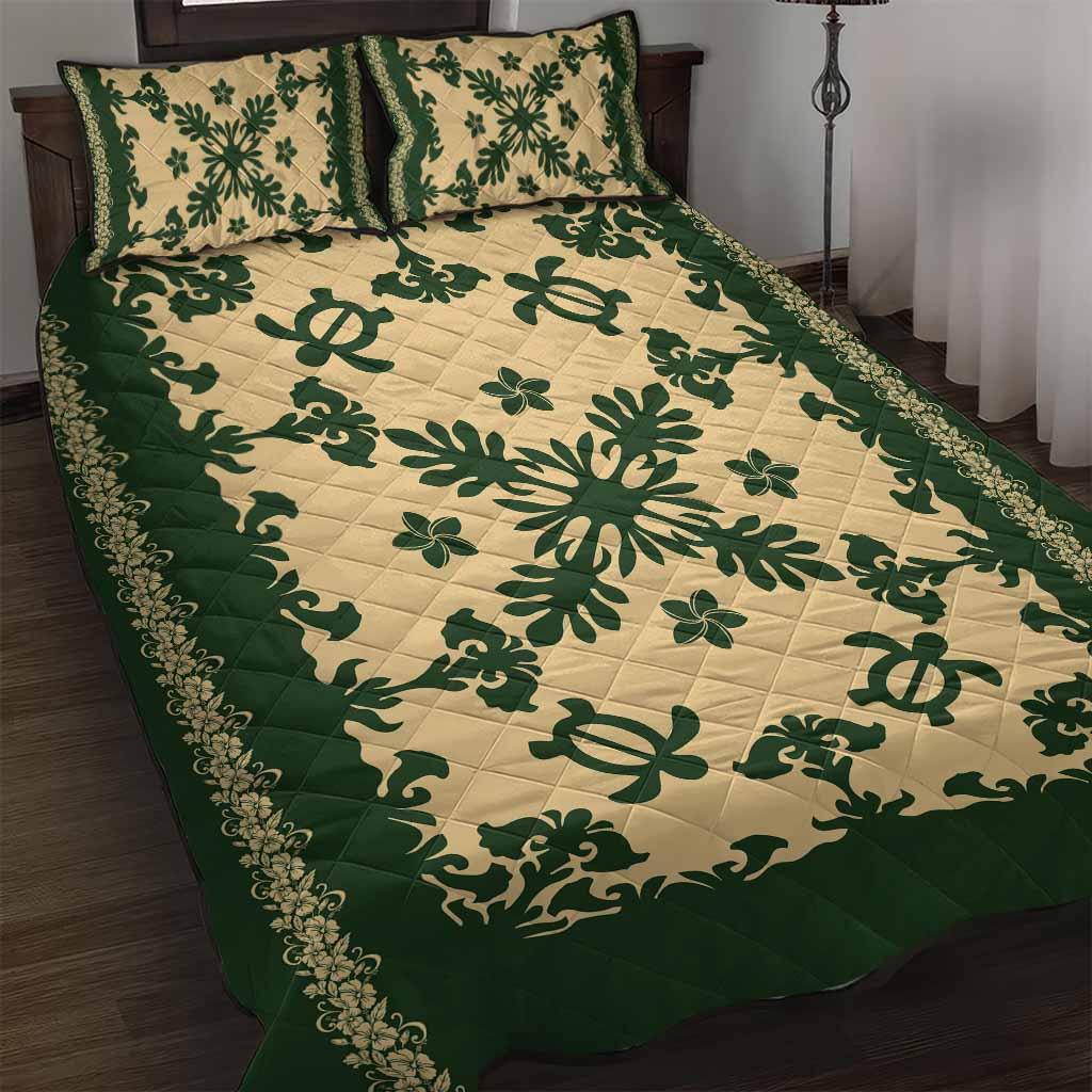 Hawaiian Turtle Dance – Quilt Bed Set – Sea Pattern Green LT05 Green - Polynesian Pride
