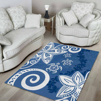 Polynesia Area Rug Blue Tribal Turtle Floral Pattern LT05 - Polynesian Pride