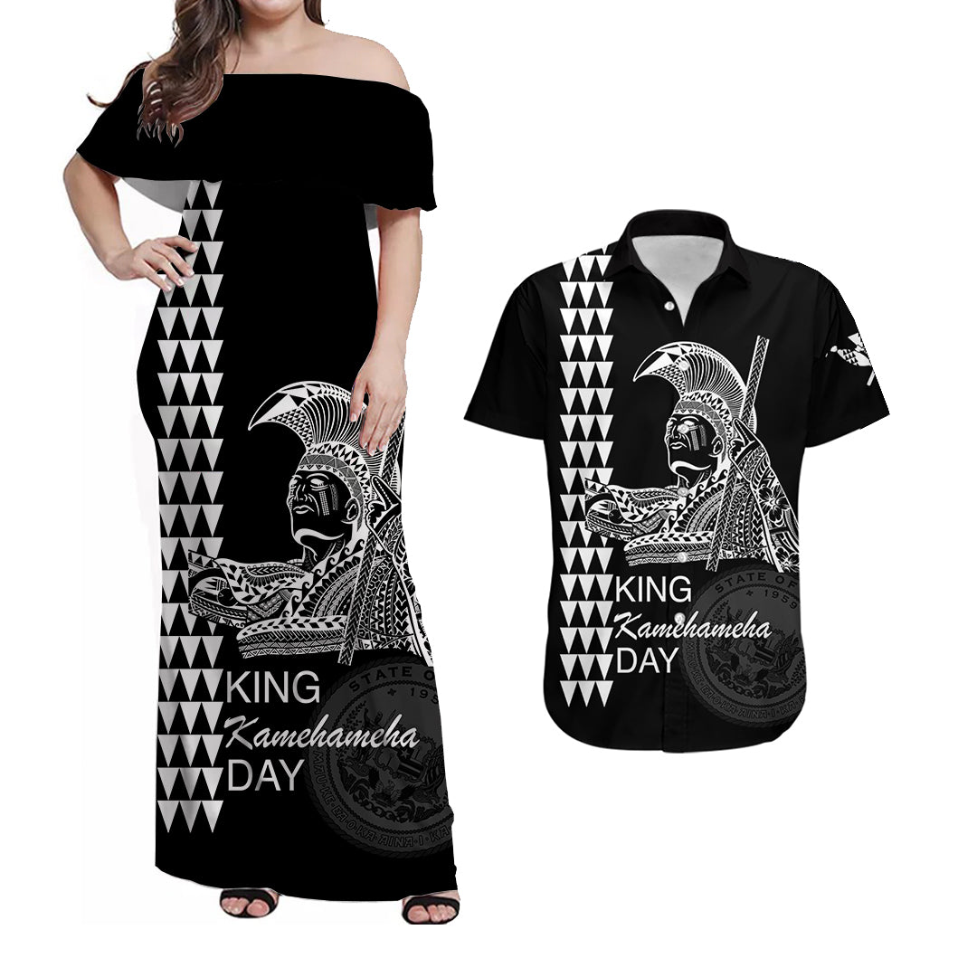 Hawaii Matching Dress and Hawaiian Shirt King Kamehameha Day White LT6 White - Polynesian Pride