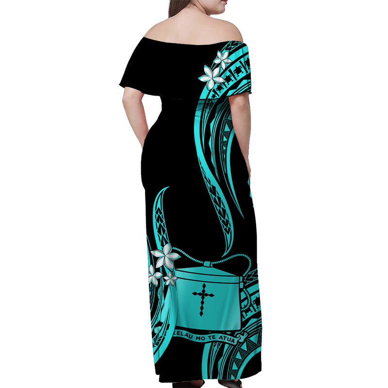 Tokelau Matching Dress and Hawaiian Shirt Tokelauan Tatau with Badge Turquoise LT14 - Polynesian Pride