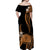 Tokelau Off Shoulder Long Dress Tokelauan Tatau With Badge Gold LT14 - Polynesian Pride