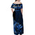 Hawaii Hammerhead Shark Off Shoulder Long Dress Polynesian Kakau With Kanaka Blue LT14 - Polynesian Pride