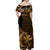 Polynesian Matching Dress and Hawaiian Shirt Hawaii Kakau Kanaka with Tribal Hammerhead Shark Gold LT14 - Polynesian Pride