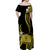 Tokelau Off Shoulder Long Dress Tokelauan Tatau With Badge Yellow LT14 - Polynesian Pride