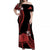 Tokelau Off Shoulder Long Dress Tokelauan Tatau With Badge Red LT14 Women Red - Polynesian Pride