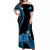 Tokelau Off Shoulder Long Dress Tokelauan Tatau With Badge Blue LT14 Women Blue - Polynesian Pride