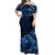 Hawaii Hammerhead Shark Off Shoulder Long Dress Polynesian Kakau With Kanaka Blue LT14 Women Blue - Polynesian Pride