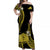 Tokelau Off Shoulder Long Dress Tokelauan Tatau With Badge Yellow LT14 Women Yellow - Polynesian Pride