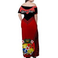 Personalised Tonga Heilala Flowers Matching Dress and Hawaiian Shirt Tongan Ngatu Black LT14 - Polynesian Pride
