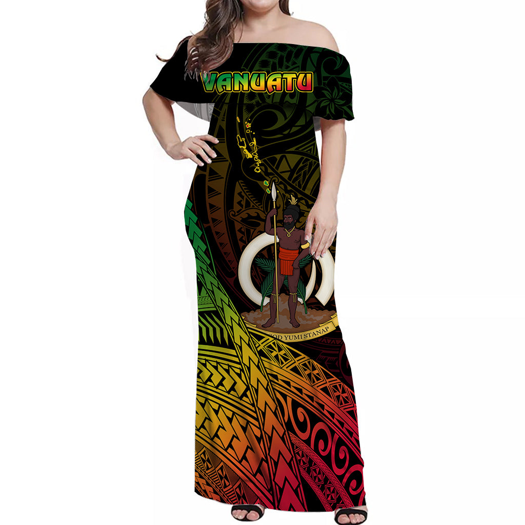 Vanuatu Off Shoulder Long Dress Proud To Be A Ni-Van LT14 Women Reggae - Polynesian Pride