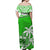 Samoa Couple Outfits Matching Off Shoulder Maxi Dress Coat Of Arms With Coconut Green LT14 - Polynesian Pride