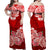 Polynesian Floral Tribal Off Shoulder Long Dress - Red LT9 - Polynesian Pride