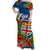 Fiji Islands Off Shoulder Long Dress Tropical Flowers and Tapa Pattern LT9 - Polynesian Pride