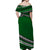 Polynesian Off Shoulders Long Dress Simple Green LT6 - Polynesian Pride