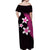 Polynesian Off Shoulder Long Dress With Plumeria Flower Pink LT6 - Polynesian Pride