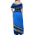 Polynesian Off Shoulders Long Dress Simple Blue LT6 - Polynesian Pride