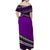 Polynesian Off Shoulders Long Dress Simple Purple No.2 LT6 - Polynesian Pride