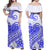 Polynesian Tribal Tattoo Retro Off Shoulder Long Dress Blue Screen Color LT9 Women Blue - Polynesian Pride