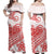 Polynesian Tribal Tattoo Retro Off Shoulder Long Dress Red Screen Color LT9 Women Red - Polynesian Pride