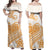 Hawaii Polynesian Tribal Tattoo Retro Couple Off Long Dress and Hawaiian Shirt Gold Screen Color LT9 - Polynesian Pride